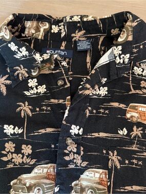 Puritan Woody Wagon Hawaiian Shirt Mens Large 100% Cotton Aloha Button Up